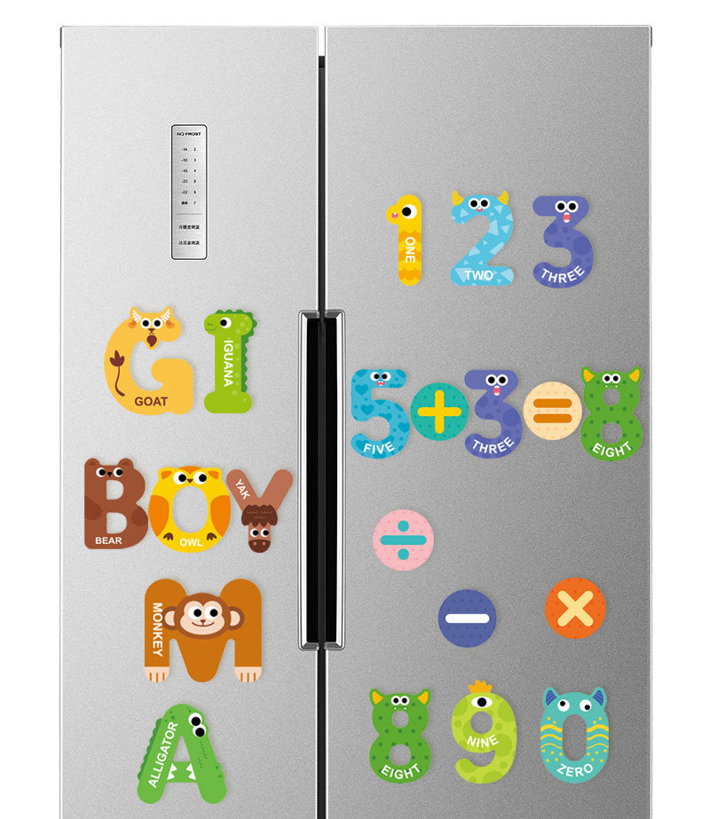 Cross-border Children's Magnetic Puzzle Refrigerator Sticker Capital Alphanumeric Animal Cognitive Magnetic Sticker Early Education Enlightenment Puzzle
