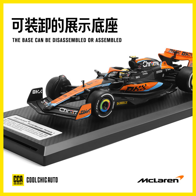 1:24 McLaren MCL60 Racing 2023 Season F1 Color Perer CCA Alloy Toy Car Model Ornaments Steering
