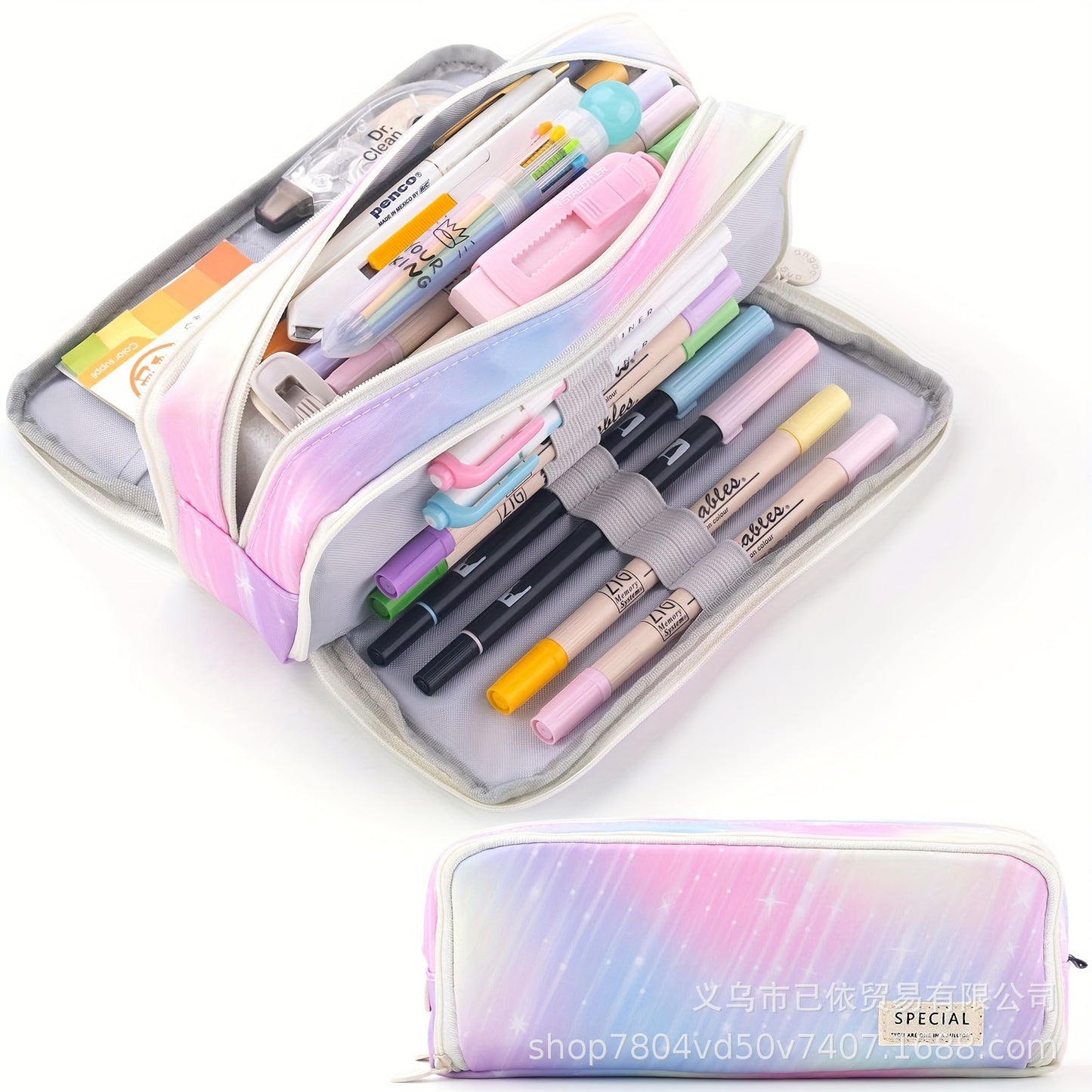 Large-Capacity Retractable Pencil Case Stationery Box in Japanese and Korean Style, Macaron Color, Upgraded Version for Primary and Secondary School Students, in Stock