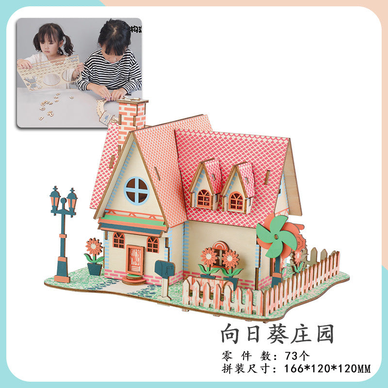 diy hut assembled small house model children's puzzle handmade three-dimensional jigsaw puzzle stall children's toys
