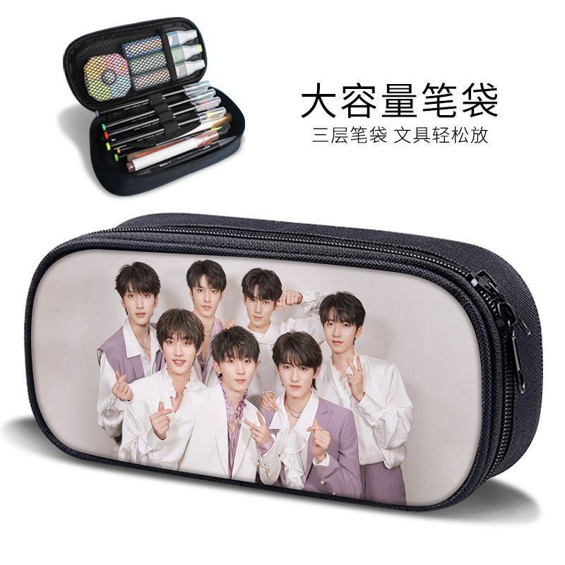 Times Youth Multi-Layer Stationery Box Canvas Pencil Bag Large Capacity Student Storage Box Pencil Bag Zipper New Style