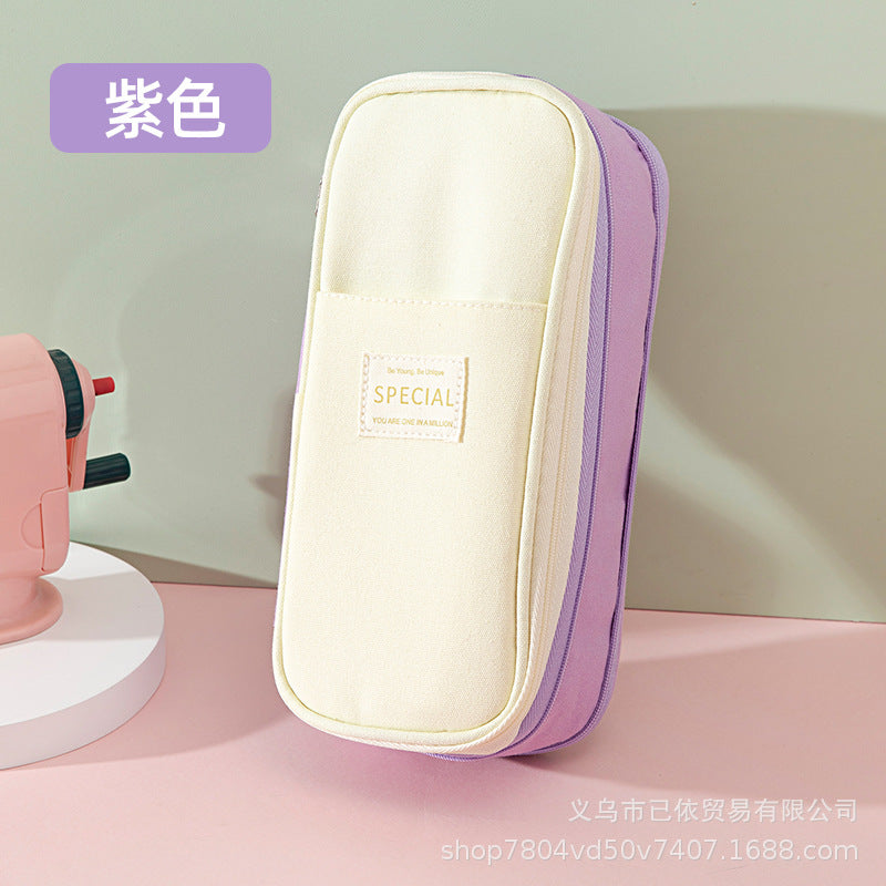Large-Capacity Retractable Pencil Case Stationery Box in Japanese and Korean Style, Macaron Color, Upgraded Version for Primary and Secondary School Students, in Stock