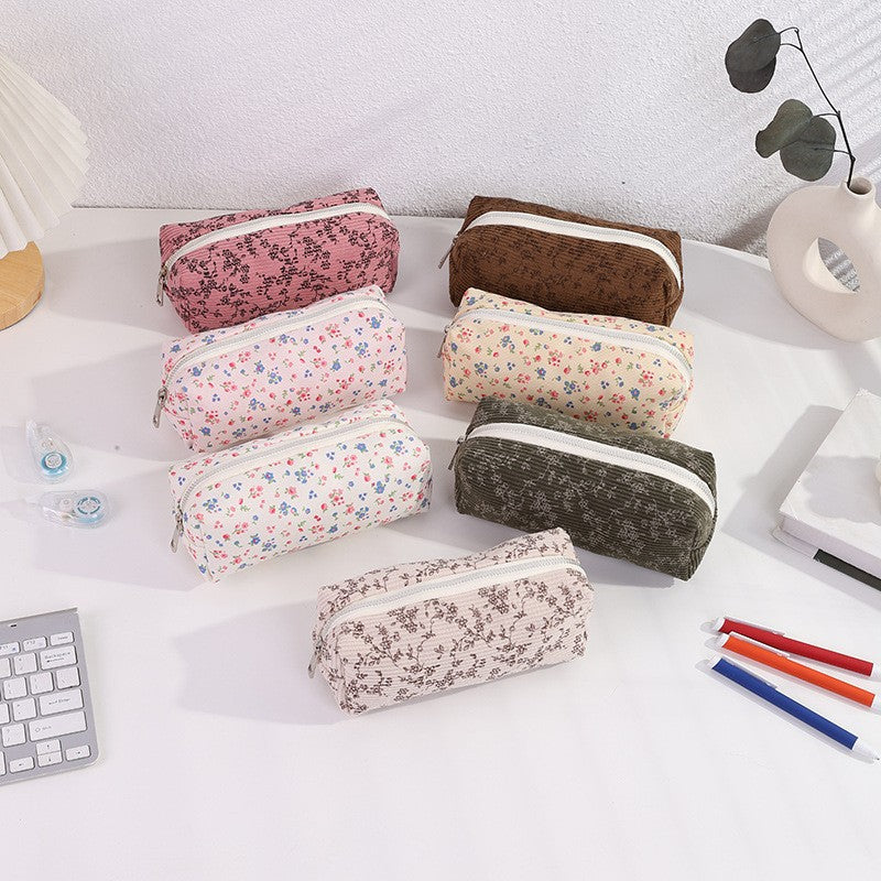 2025 New Small Floral Pencil Bag, Simple and High-Looking Student Stationery Bag, Large Capacity Pencil Bag, Makeup Storage Bag