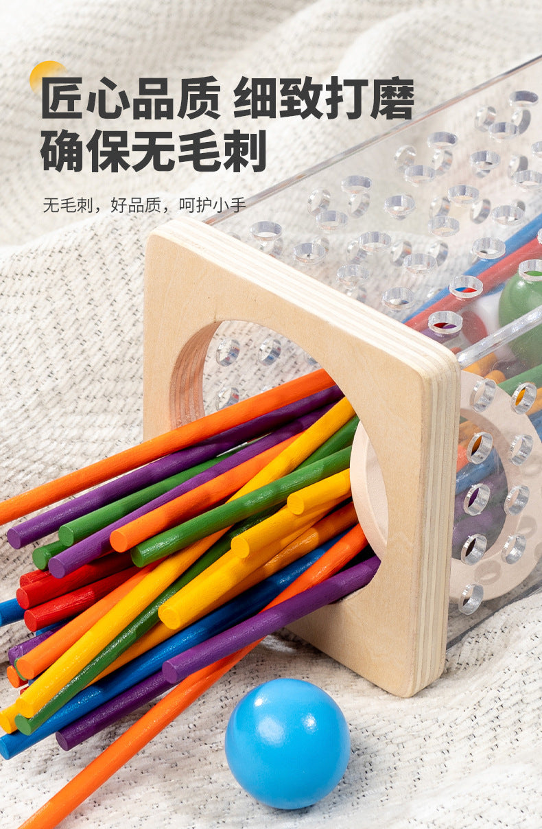 Early Education Children's Three-in-One Stick Game Baby Stick Color Classification Pitching Montessori Wooden Toys