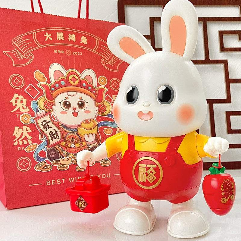 Shake the sound Net Red will sing and dance robot small lucky rabbit toy electric swing children's toy early education stall goods