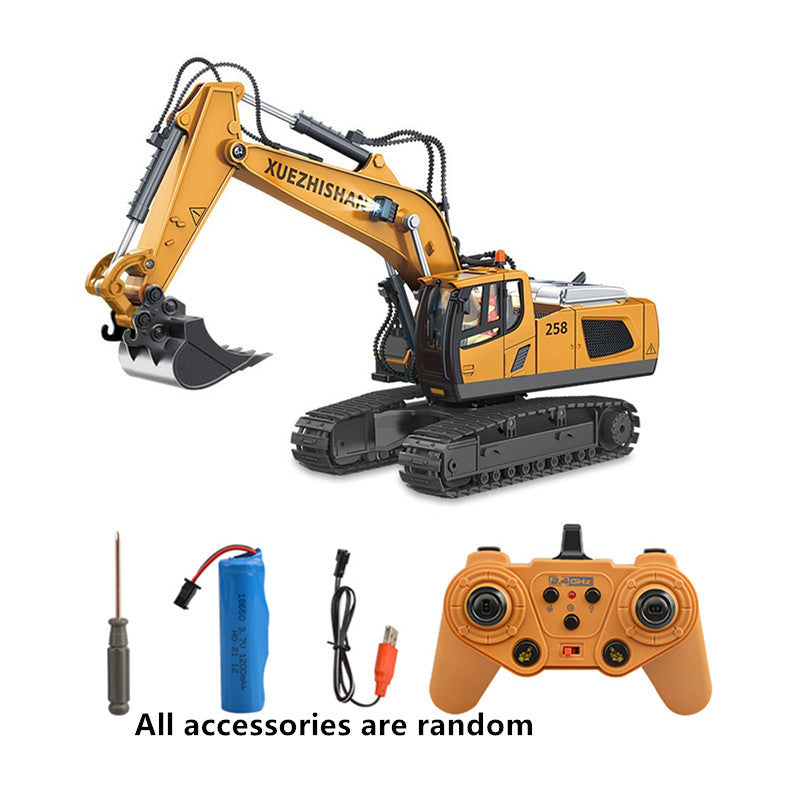 Cross-border charging engineering vehicle 2.4G remote control alloy bulldozer excavator children's electric sound and light remote control toy