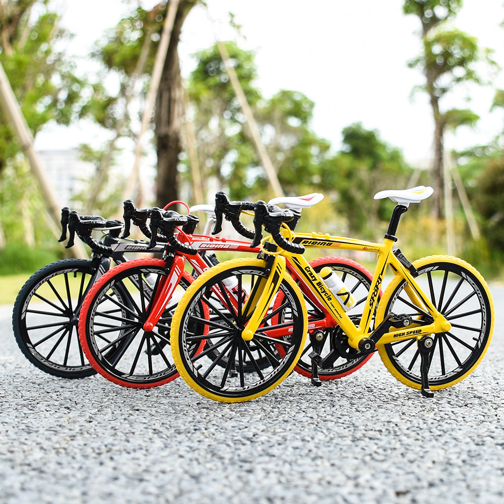 Cross-Border Artificial Bicycle Model 1:8 Alloy Mountain Foldableing Artificial Road Bike Ornaments Off-Road Bicycle Toys