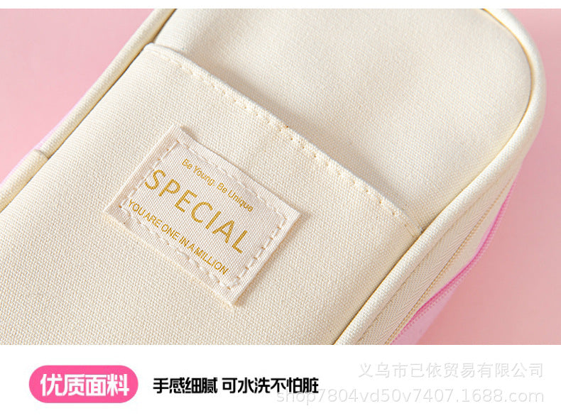 Large-Capacity Retractable Pencil Case Stationery Box in Japanese and Korean Style, Macaron Color, Upgraded Version for Primary and Secondary School Students, in Stock