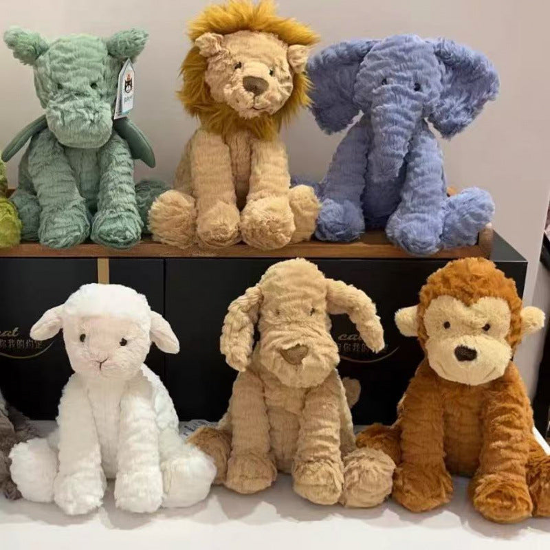 British Jelly Wave Series Curly Lion Monkey Plush Toy Wave Hair Dragon Doll Curly Highland Cow