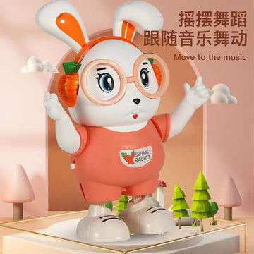 Stall explosions cute rabbit singing and dancing robot toy lighting music 1-year-old baby interactive head-up training