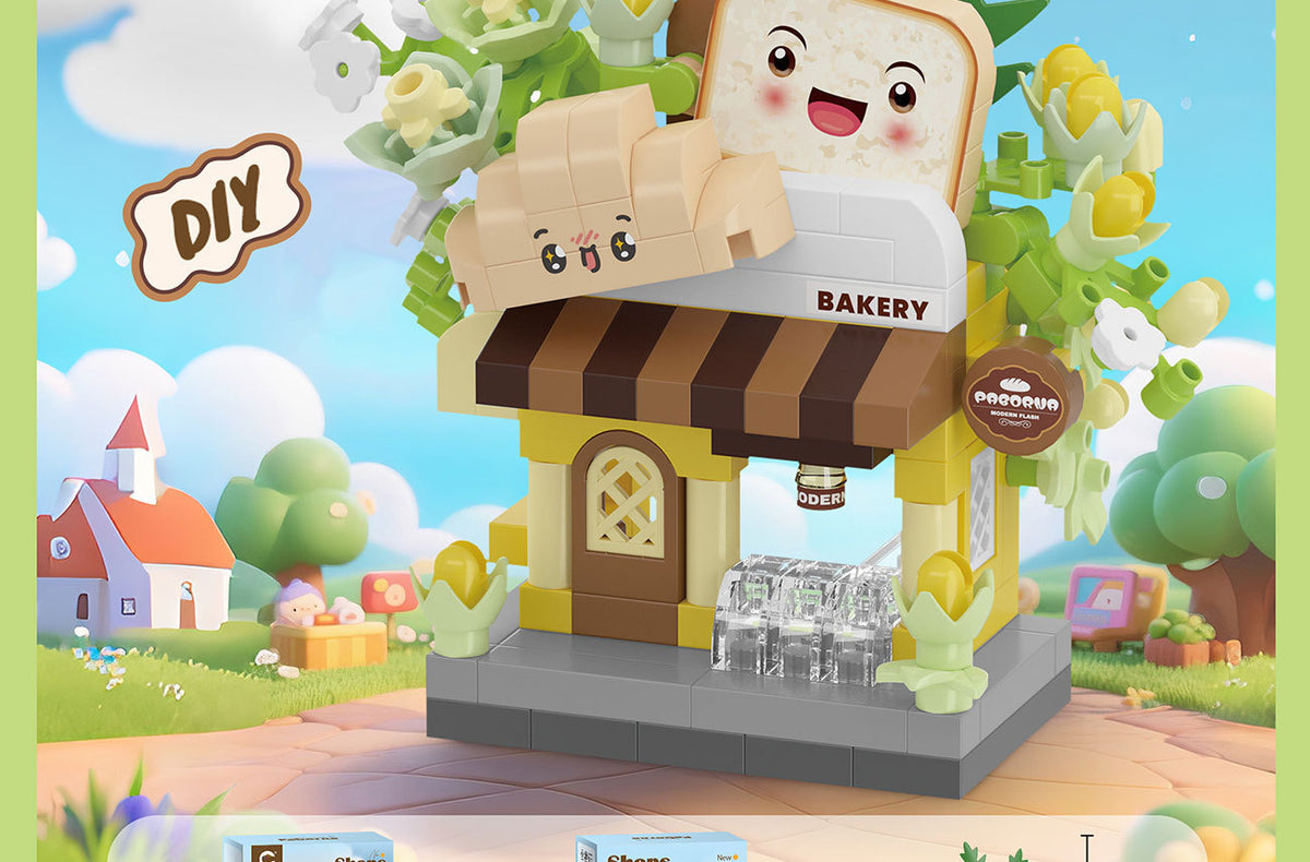 Compatible with Lego City Architecture Street View Hamburg Coffee Flower Shop Small Shop Building Blocks Children's Educational Toys Gifts