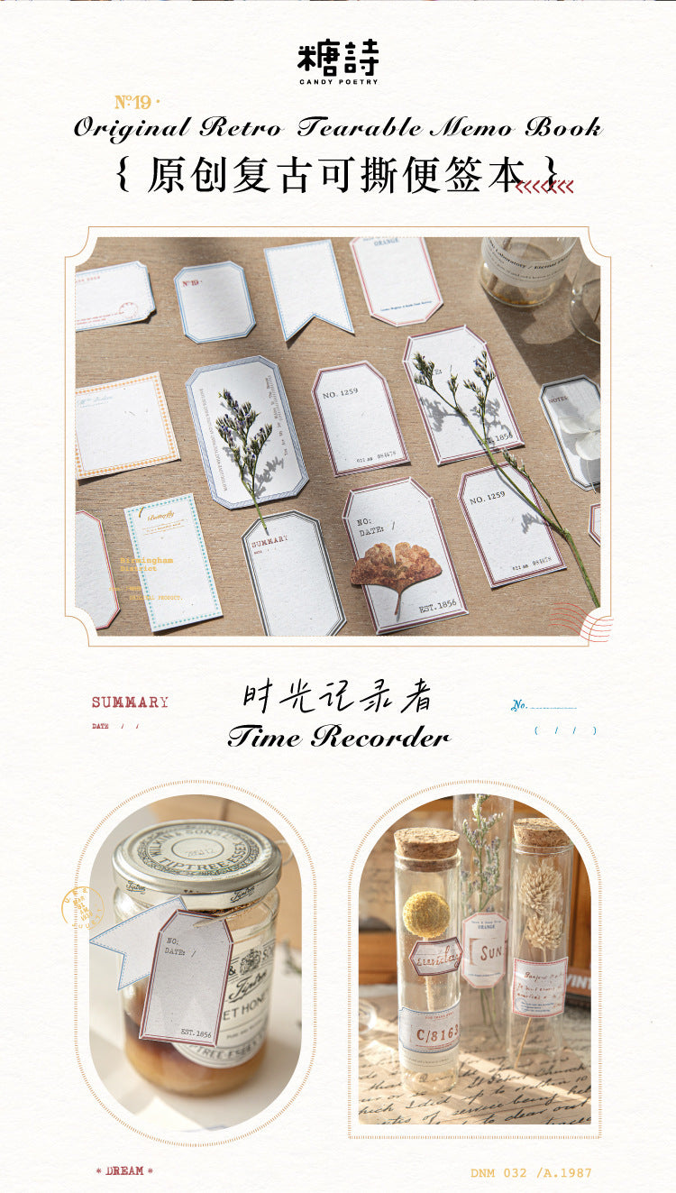 Sugar poem label note book time recorder original retro literature DIY material decoration base note paper