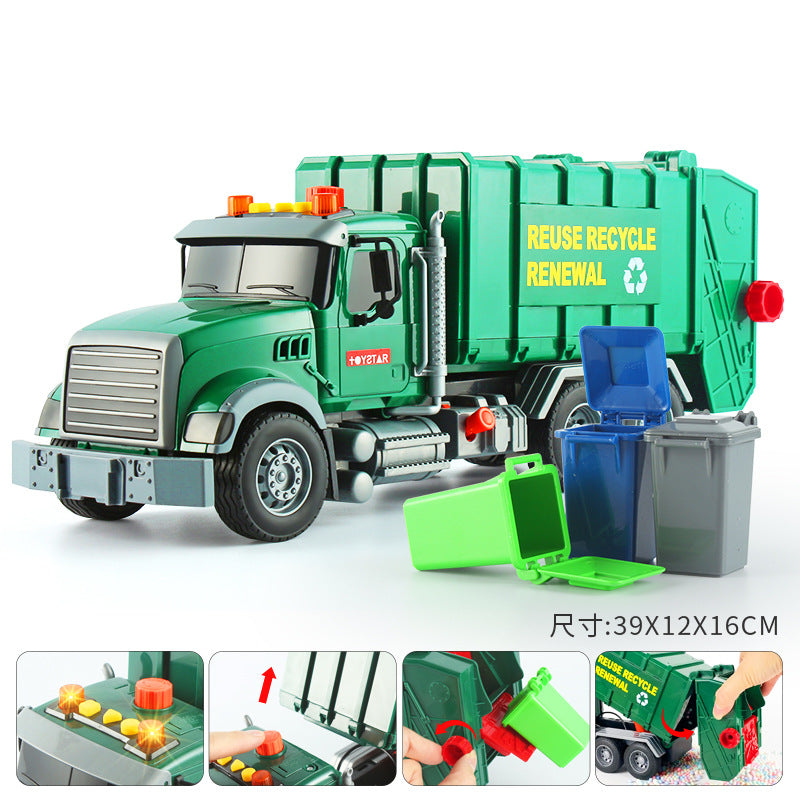 Cross-border simulation trailer toy inertia flat rescue large engineering car boy road transport toy car wholesale
