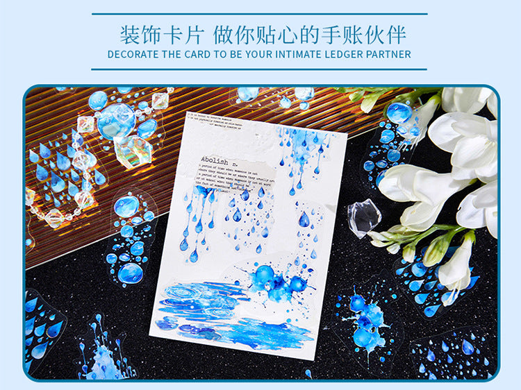 Light-Picking Bronzing Wave Handbook Stickers Natural Water Series Pet Material DIY Decorative Collage Stickers Cross-Border