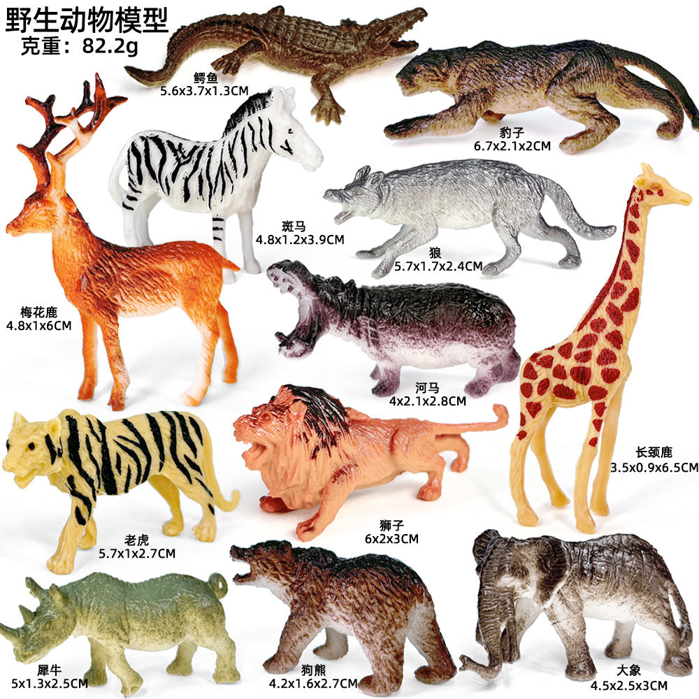 Free Shipping Simulation Wildlife Model Tiger Giraffe Lion Crocodile Elephant Rhino Hippo Wolf Cognitive Toy