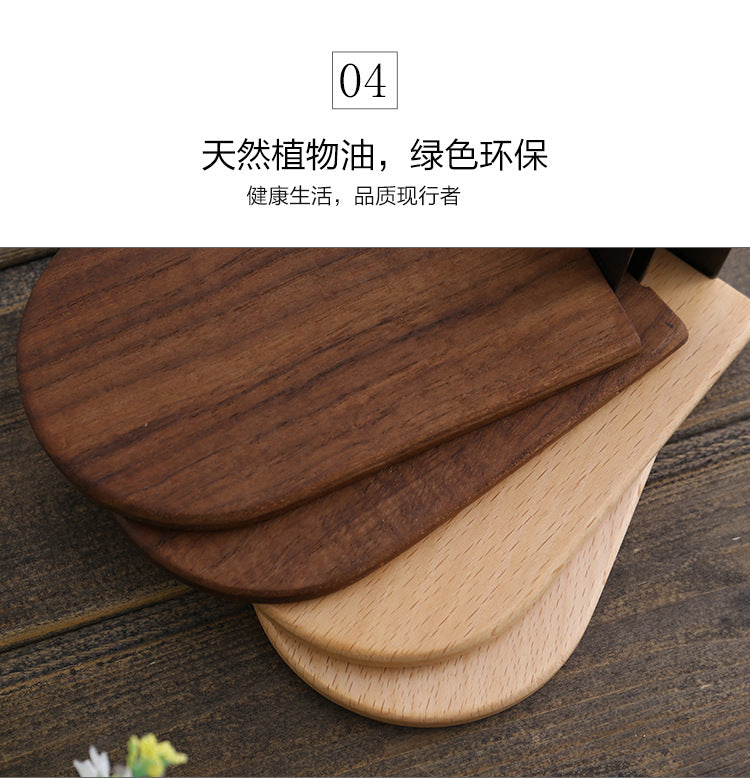 Japanese Style Simple Wooden Book Stand Creative Black Walnut Wood Thickened Bookshelf Bookend Student's Solid Wood Bookend Logo
