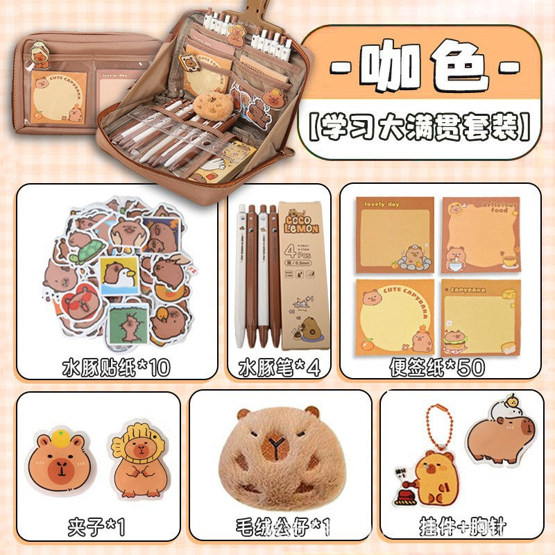 Capibala Capybara Pencil Case Large Capacity 12-Layer Coffee Maillard High-Value Multi-Function Pencil Case