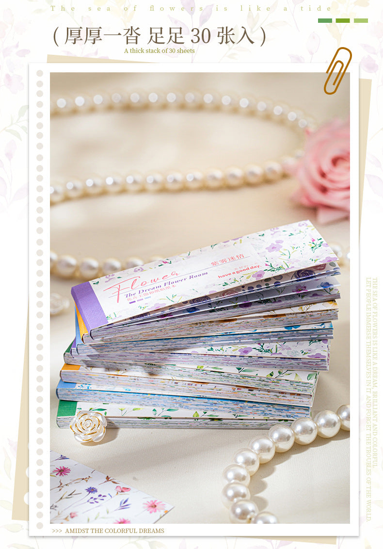 Dream Flower Floral Washi Sticker Book Plant Floral Handbook with Background Decoration Basic Stickers
