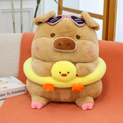 Cross-Border New Style Swimming Ring Lulu Pig Plush Toy Cute Donut Panda Pig Doll Children's Pillow Gift