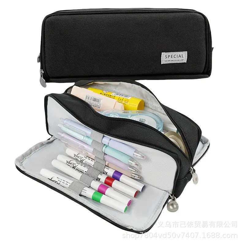 Oxford Cloth Large-Capacity Double-Zipper Multi-Layer Pencil Case Multi-Functional Stationery Box for Primary and Secondary School Students in the Back-To-School Season Wholesale from Manufacturers