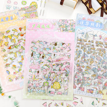 Paper Trace Puzzle Stickers Dusty Ancient Style Series Chinese Trend Creative Journal Material Collage DIY Landscaping Decoration