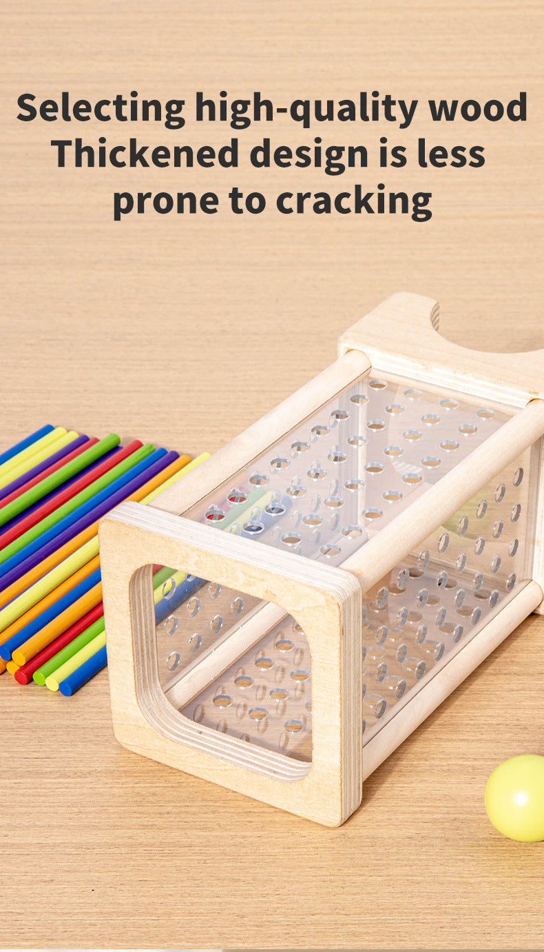 Wooden Kidsren's Stick Insertion Game Baby Draw Stick Color Cognitive Pitching Montessori Family Interactive Toy