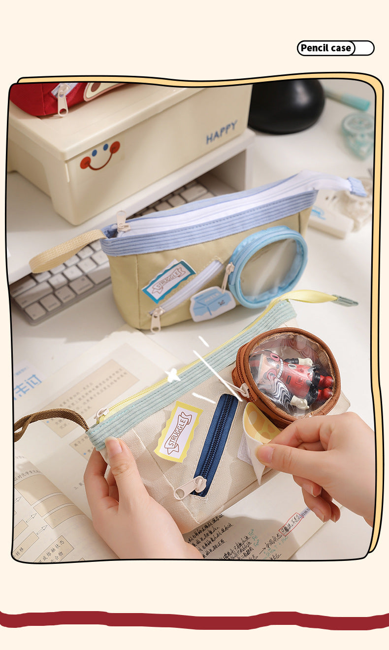Cute Food Pain Bag Pencil Case Ins Style Book Junior High School Student Stationery High-Looking Large-Capacity Pencil Case Pencil Case