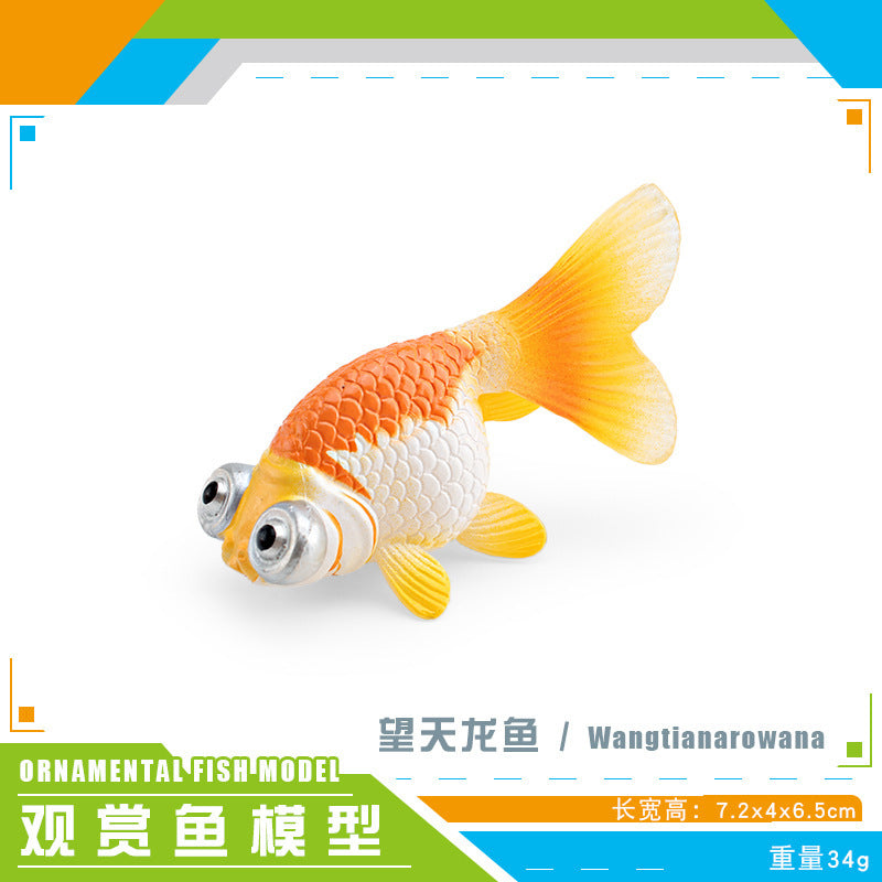 Cross-border export simulation ornamental fish with base model mini goldfish Koi set Marine static ornaments toy
