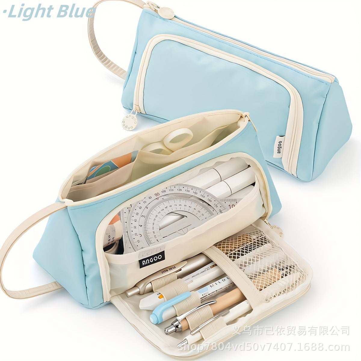 Oxford Cloth Pencil Case with Large Capacity and Multi-Layer Design, Stationery Box for Primary and Secondary School Students, High Aesthetic Value, Simple and Waterproof, Direct from the Source Factory