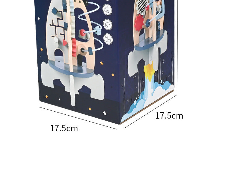 New Children's Wooden Space Rocket Multi-Functional Educational Early Education Around Beads Montessori Toys Customized