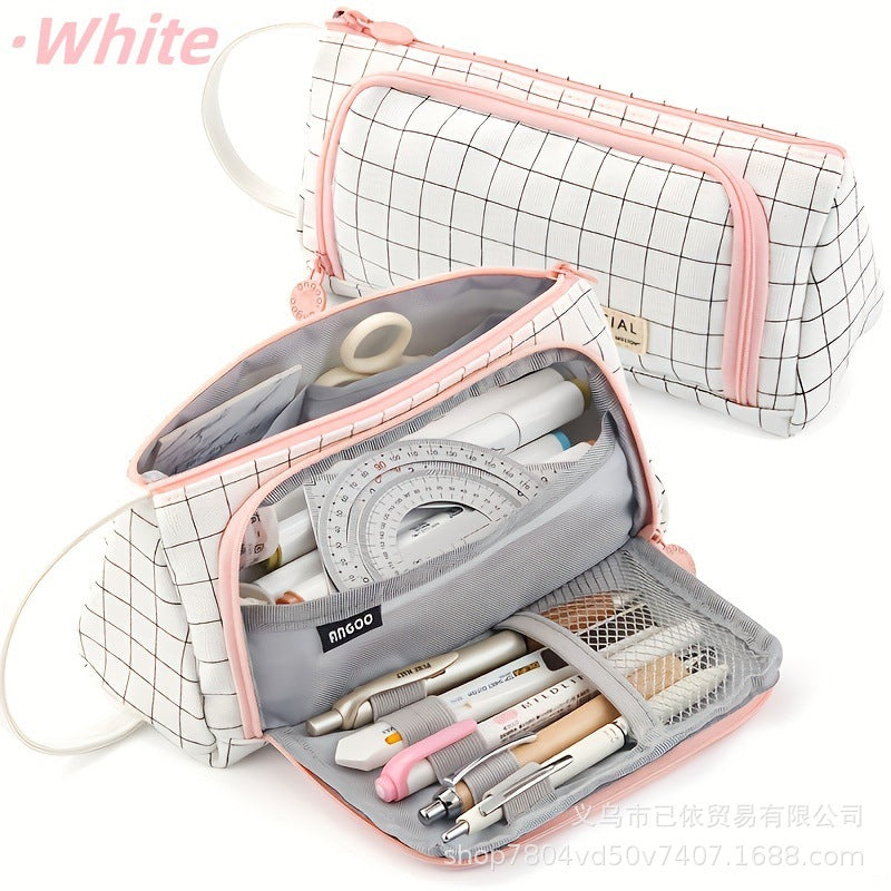 Oxford Cloth Pencil Case with Large Capacity and Multi-Layer Design, Stationery Box for Primary and Secondary School Students, High Aesthetic Value, Simple and Waterproof, Direct from the Source Factory