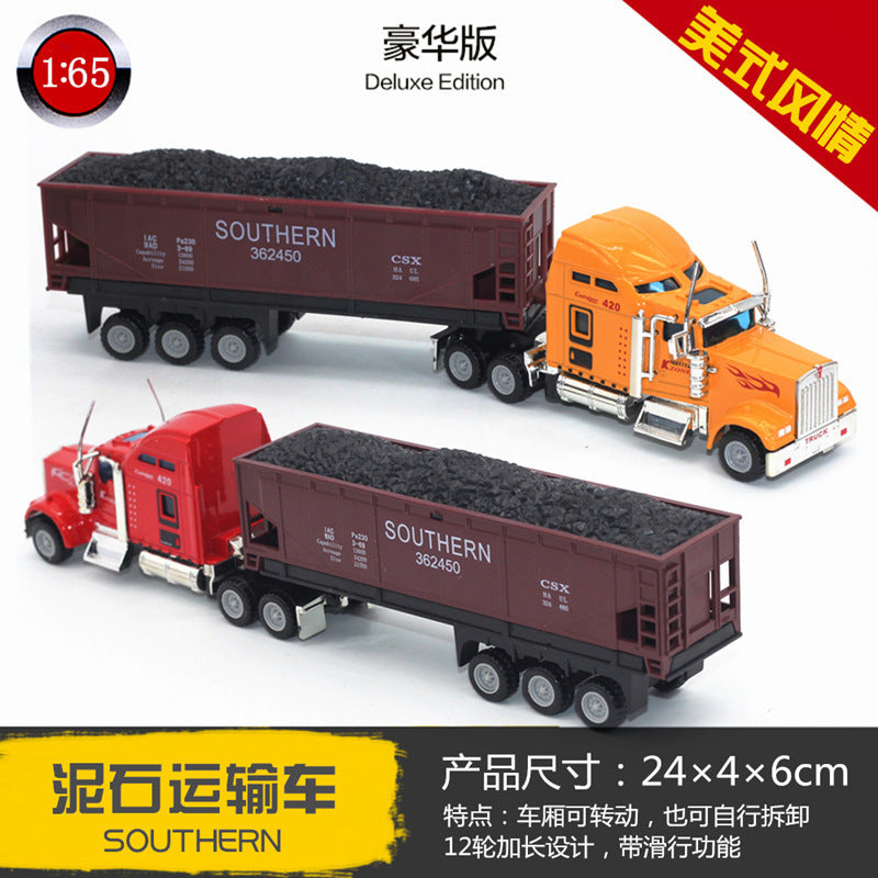 English packaging cross-border children alloy car vehicle trailer fire truck tank excavator pull back toy car