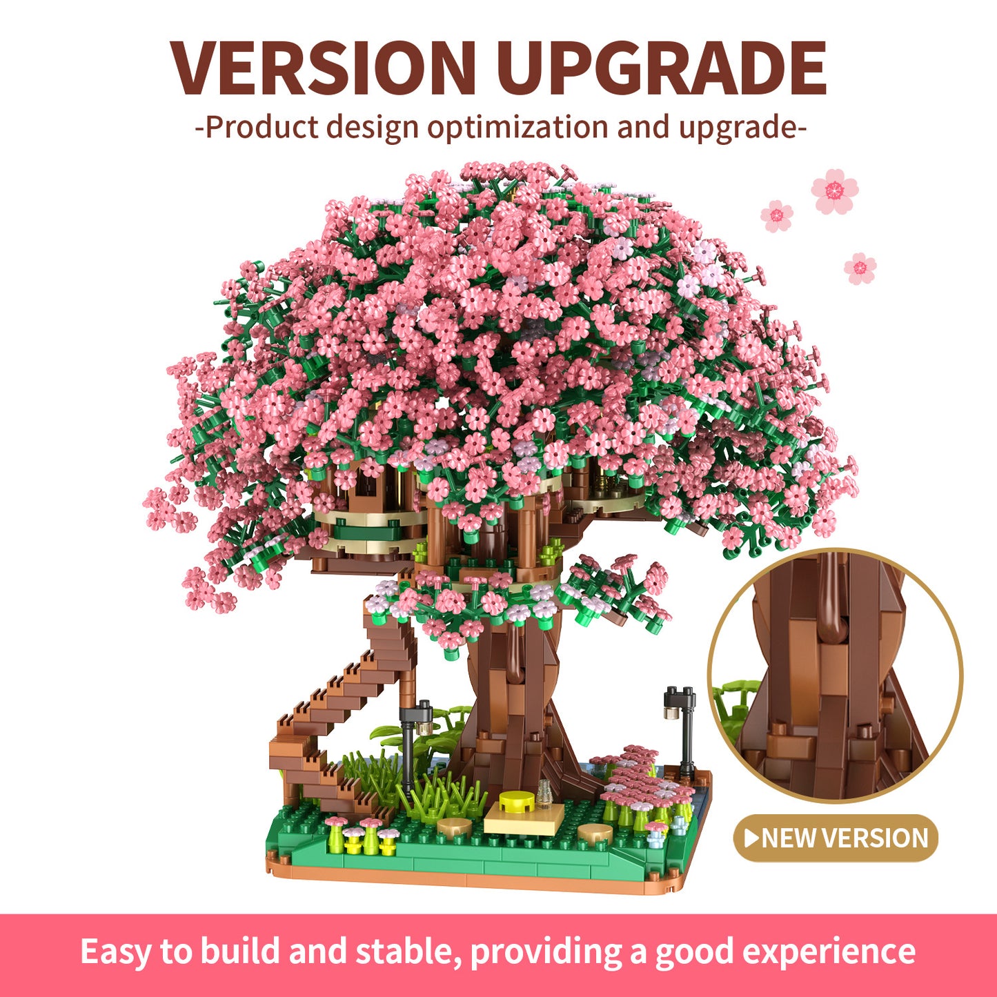 Cross-border TEMU Compatible Lego Sakura Tree House Rainbow Tree Blocks Children's Educational Assembled Toys for Girls Gift