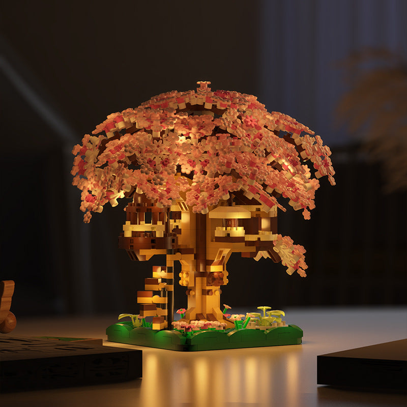 Wow, custom cherry tree building blocks assembled children's toys boys and girls Valentine's Day gift Jihui M2109