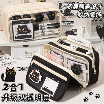 Cat Pencil Case Large Capacity Multifunctional Pencil Case for Girls 2025 New Super Popular Stationery Box Student High-Looking Pencil Case