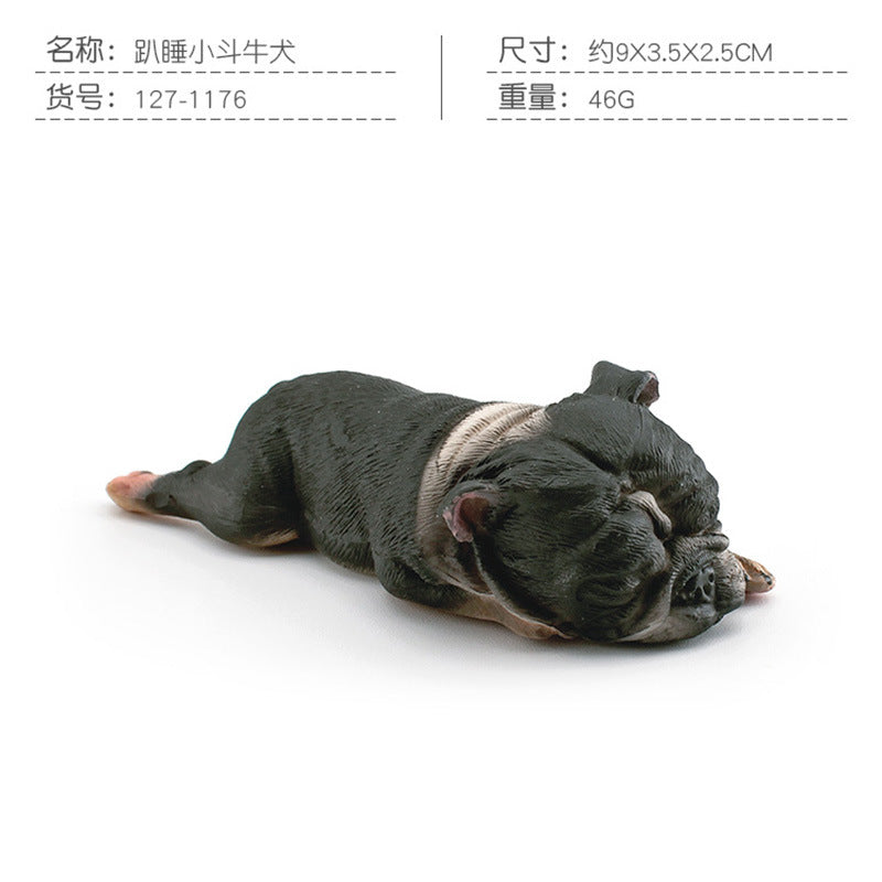 Cross-border Children's Cognitive Simulation Pet Dog Model Sleeping Posture French Bulldog Chai Dog Decorative Ornament Toy