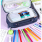 Yuerui Large-Capacity Canvas Multi-Layer Pencil Bag Portable Simple Student Multi-Functional Pencil Bag Satchel Stationery Box