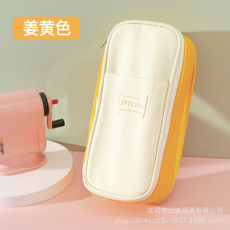 Large-Capacity Retractable Pencil Case Stationery Box in Japanese and Korean Style, Macaron Color, Upgraded Version for Primary and Secondary School Students, in Stock