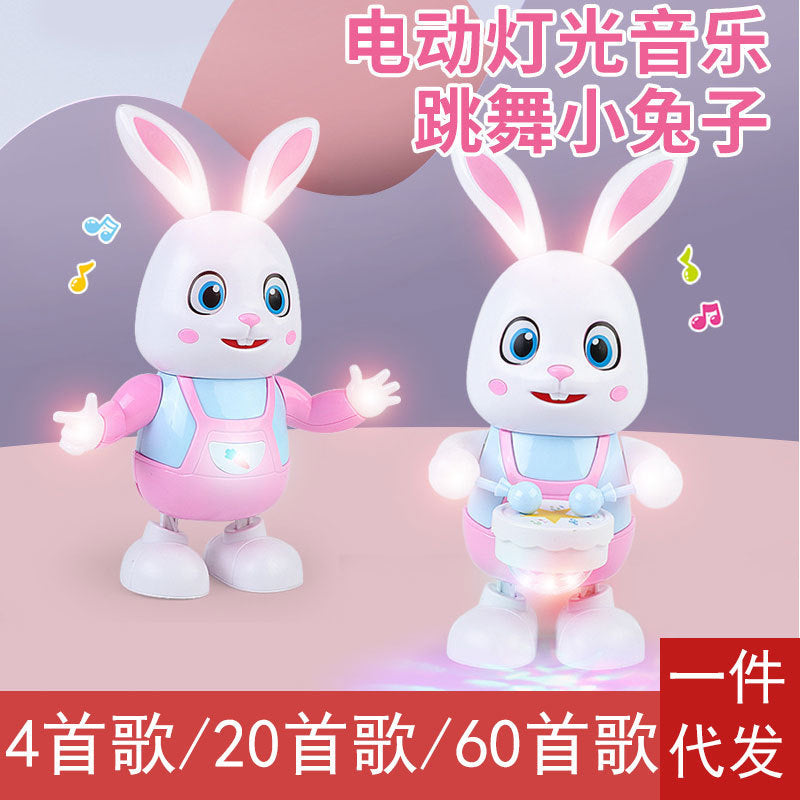 Children's Electric Dancing Robot Rabbit Toy Drumming Swinging Bunny Baby Baby Walking Early Education Toy