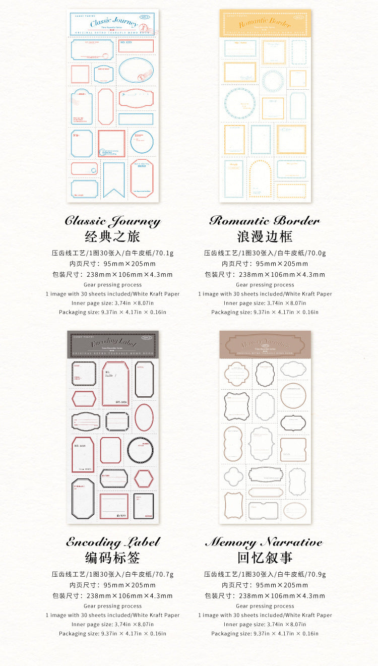 Sugar poem label note book time recorder original retro literature DIY material decoration base note paper