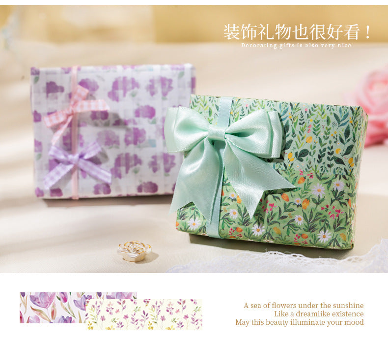Dream Flower Floral Washi Sticker Book Plant Floral Handbook with Background Decoration Basic Stickers