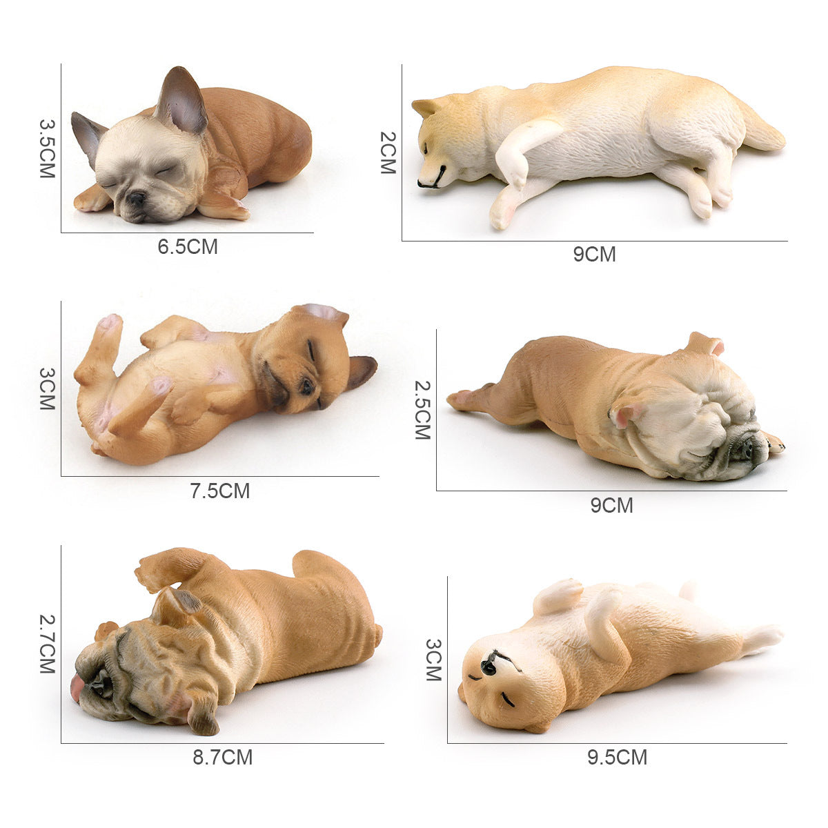 Cross-border Children's Cognitive Simulation Pet Dog Model Sleeping Posture French Bulldog Chai Dog Decorative Ornament Toy