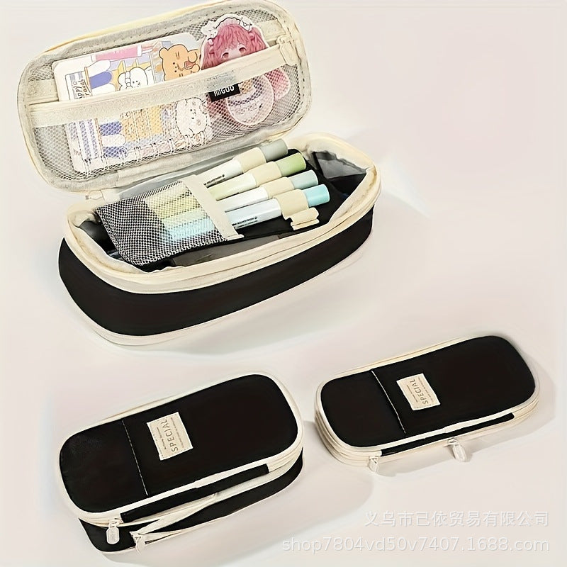Large-Capacity Retractable Pencil Case Stationery Box in Japanese and Korean Style, Macaron Color, Upgraded Version for Primary and Secondary School Students, in Stock
