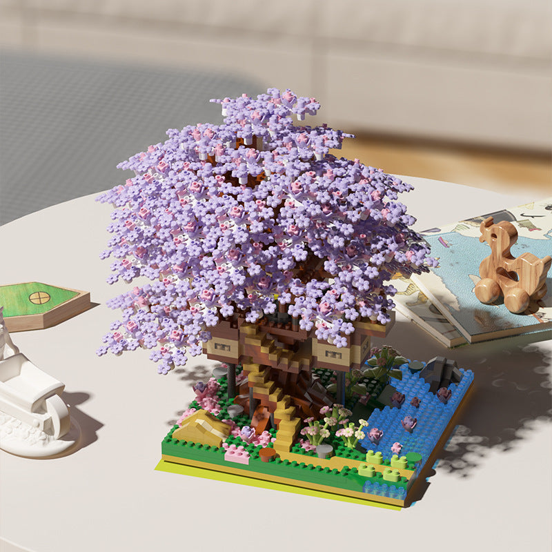 Wow, custom cherry tree building blocks assembled children's toys boys and girls Valentine's Day gift Jihui M2109