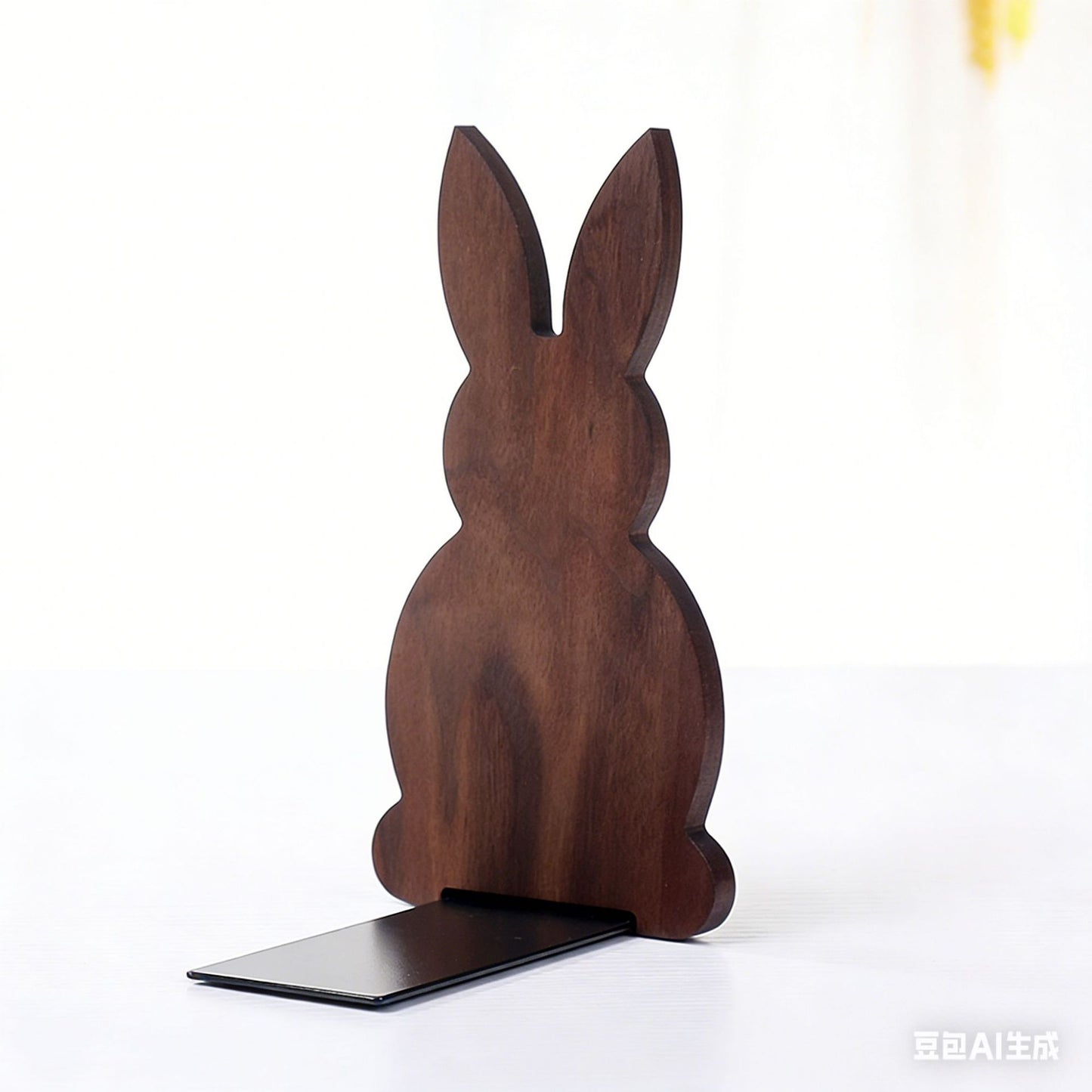 Japanese Style Simple Wooden Book Stand Creative Black Walnut Wood Thickened Bookshelf Bookend Student's Solid Wood Bookend Logo