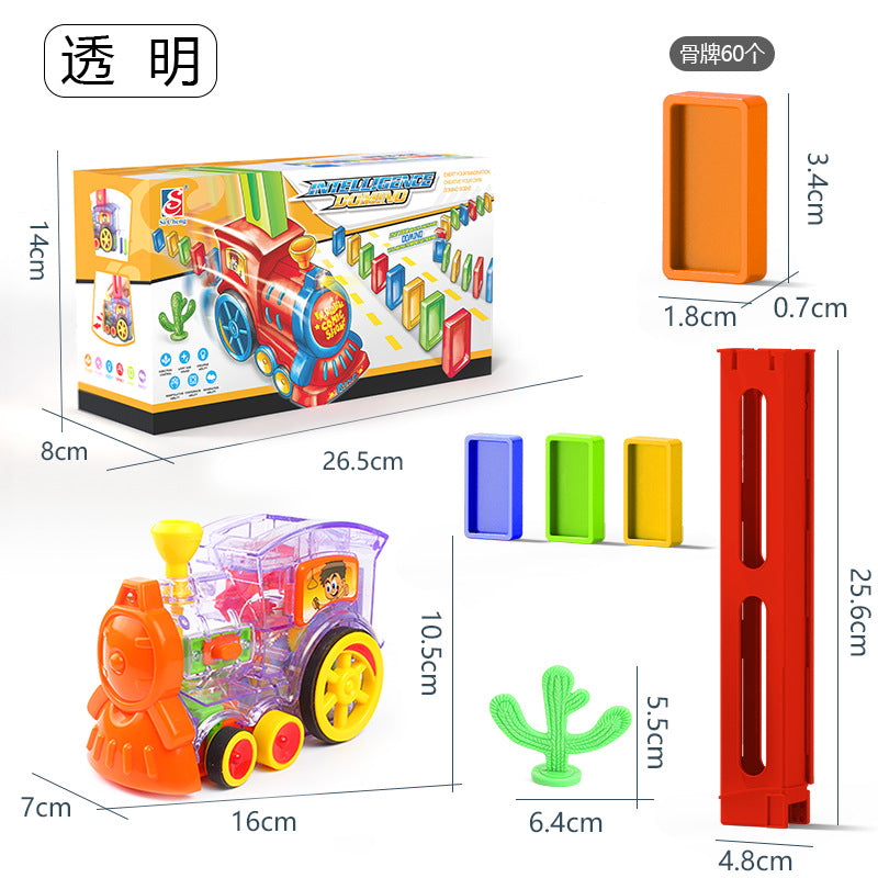 Cross-border dominoes trembles with educational children's automatic licensing electric sound and light train toys