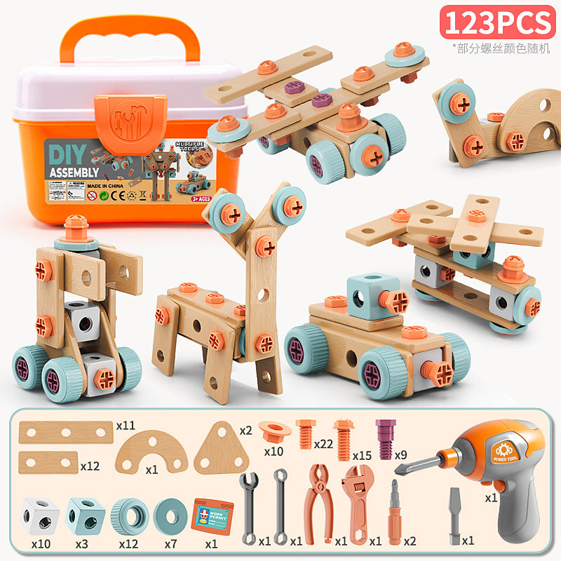 Children's DIY Tool Box Complete Set with Screws and Nuts, Children's Toys, Educational Electric Drill for Assembly and Disassembly
