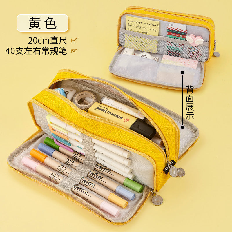 Oxford Cloth Pencil Case with Large Capacity and Multi-Layer Design, Stationery Box for Primary and Secondary School Students, High Aesthetic Value, Simple and Waterproof, Direct from the Source Factory