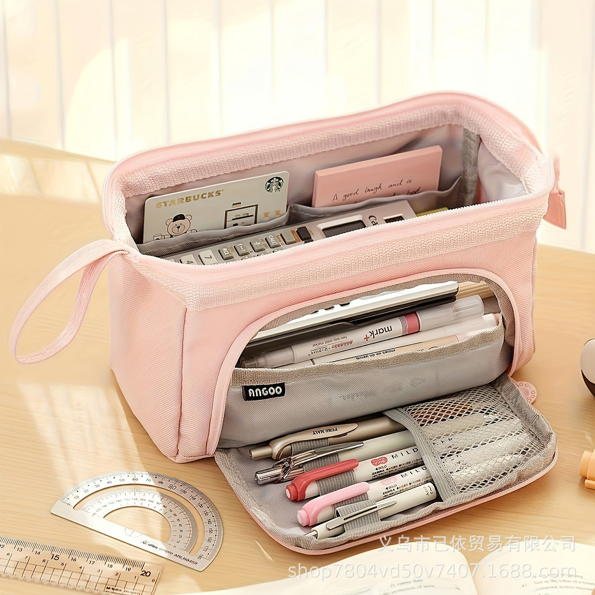 Oxford Cloth Pencil Case with Large Capacity and Multi-Layer Design, Stationery Box for Primary and Secondary School Students, High Aesthetic Value, Simple and Waterproof, Direct from the Source Factory