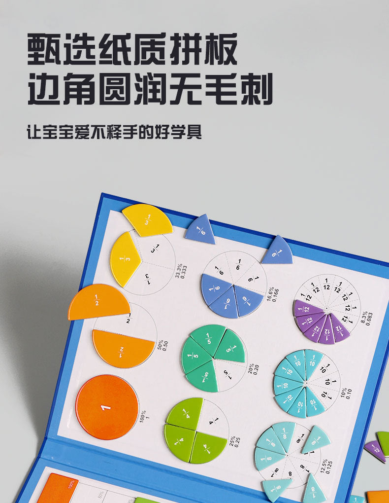 Magnetic Fraction Disk Demonstrator Numerator and Denominator Cognitive Addition and Subtraction Operation Third Grade Primary School Mathematics Teaching Aids Toys